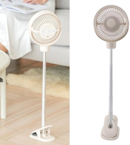 Dpofirs Ventilatore da Tavolo con Clip, Ventilatore da Pavimento Telescopico Portatile, 4 velocità con Luce LED, Ventilatore da Tavolo Oscillante con Clip, Ventilatore da Tavolo Piccolo