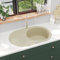 qohoio Granitspüle Einzelbecken SpüLbecken KüChe EinbauspüLe Becken EinbauspüLe Oval Beige