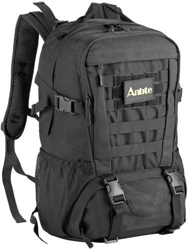Anbte 50L Taktischer Rucksack Trekkingrucksacke 600D Oxford-Gewebe Wasserdicht Große Rucksäck Outdoor Wanderrucksäcke für Männer Frauen Camping Wandern Reisen (Schwarz)