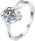 Musihy 14K White Gold Twisted Heart with 1ct Lab Grown Diamond Ring for Women, Size R 1/2