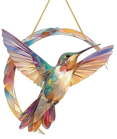 Kolibri-Sonnenfänger | Kolibri-Fensteraufhängung, Kolibri-Dekoration, hängender Kolibri-Ornament, Garten-Kolibri-Windspiel, Kolibri-Mobile, Kolibri-Kristall-Prisma