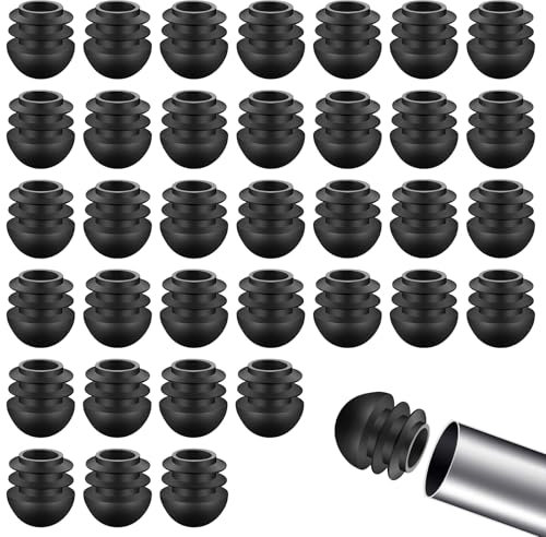 35 Pcs Round Plastic Plug Black Chair Leg Plug Caps Chair Leg End Plugs 3/4 Inch Furniture Feet Caps Round Tube Inserts Furniture Glides End Caps Tubing Post End Caps Chair Leg Glide Protectors