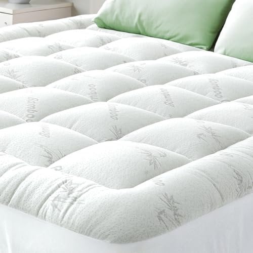 Niagara Topper matrimoniale 160 x 190 Spessore 2.5 cm in bambù - Traspirante e fresco - Il coprimaterasso con tasca profonda si adatta a materassi 20x50 cm, Bianco