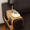 JIAMIAN Plateau Canape, Plateau Accoudoir Canapé Bois, Plateau D'accoudoir Portable pour Canapé, Plateau de Canapé Antidérapant avec 2 Poches et Porte Gobelets pour Boissons (Couleur du Bois)