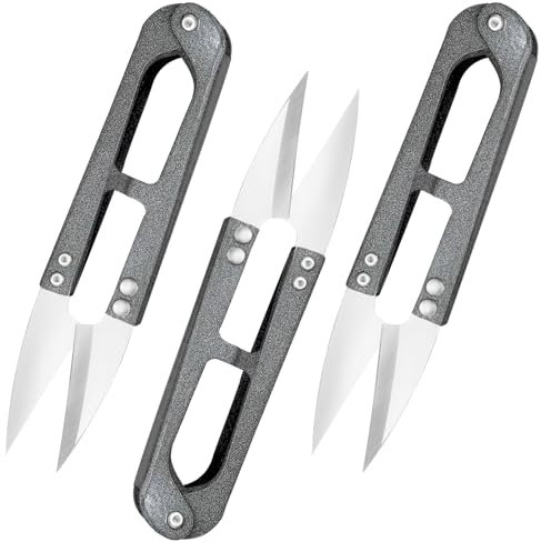3 Stück Nähscheren, Schneidezange, Nähfaden aus Metall mit U-Griff, Fadenschneider (Grauer Griff)
