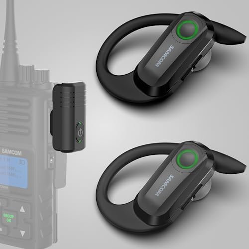 SAMCOM Wireless Headset with 2 Pin Dongle for FPCN10A/FPCN30A Walkie Talkies, BTEAR-02 Upgraded Hands-Free Wireless Two Way Radio Earpiece with Mic for K Connector (Radios not Inclued)