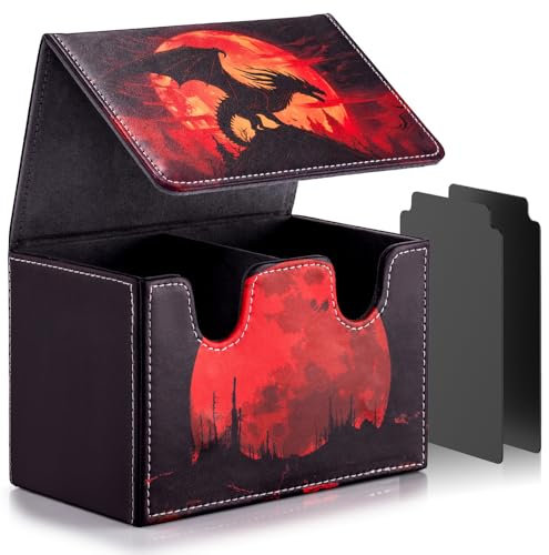 JoyHood Deck Box per carte YGO con 2 separatori per carte di credito, scatola per carte da collezione 220+ singole, compatibile con TCG/OCG/MTG (drago della luna di sangue)