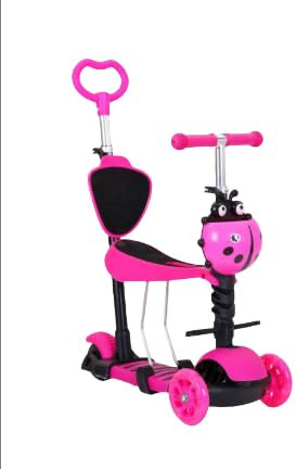 Trotinette Enfant 3 Roues de 2 à 8 Ans Trottinette Trois Roues avec LED Lumières Clignotantes et Guidon Réglable en Hauteur Scooter Antidérapant pour Filles et Garçons-Rose