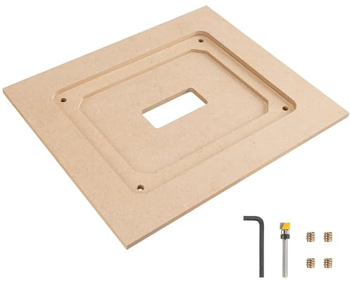 O'SKOOL Router Table Insert Plate Template Kit - Includes MDF Routing Template, Threaded Inserts, Router Bits for 9-1/4 x 11-3/4 Standard Plates