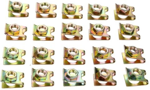 20 clip di fissaggio per targa auto, 6 mm, clip di fissaggio fissa, in metallo M6, dado per carrozzeria, guarnizione di tipo U