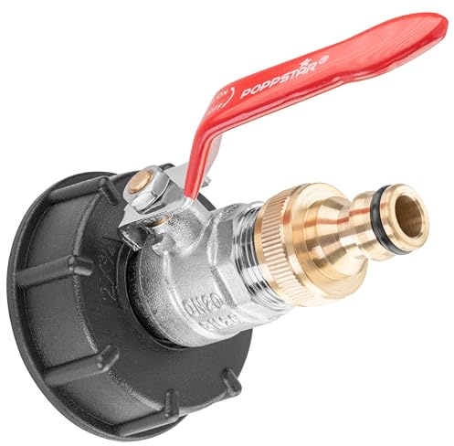 Poppstar Rubinetto a sfera con accoppiamento rapido 3/4 in ottone, cappuccio IBC e O-ring