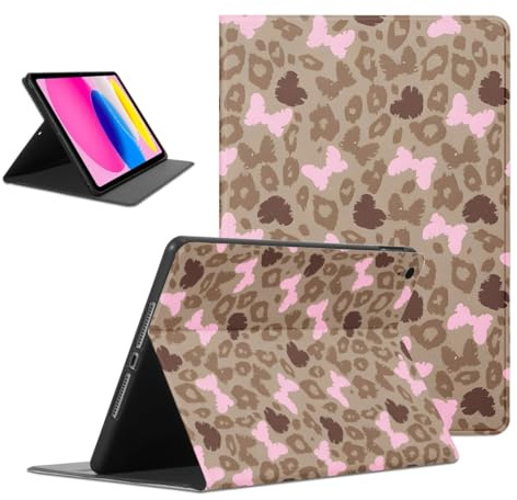 Funda Tablet para New Fire HD8 2017/2018/fire HD8 2016 8‘’, Protectora Carcasa Cover Rose Lazo Aesthetic Leopardo Dibujos Diseño Motifs de Cubierta Plegable Cuero de PU Función de Soporte
