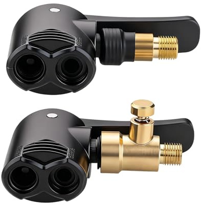 2 Stück Französisches Ventil Adapter für Fahrrad, Air Chuck Auto, Auto & Motorrad, für Presta und Schrader Ventile, 2-in-1 Autoventil Hebelstecker, Leicht & Kompakt