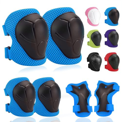 Knieschoner Kinder, 6 in 1 Schutzausrüstung, Knieschoner Ellenbogenschützer Handgelenkschoner, Knieschoner Schoner Set Kinder für 3-8 Jahre Inliner Fahren Skateboard Skating Roller Skaten