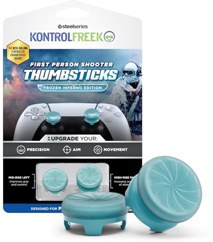 KontrolFreek First Person Shooter Thumbsticks – Frozen Inferno Edition | Ultra-agrippant GripTek™ | PlayStation 4 (PS4), PlayStation 5 (PS5) Controller | Bleu