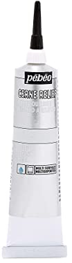 PEBEO 774037 37 ml Vitrail Stained Glass Effect Cerne Relief Tube with Nozzle, Silver
