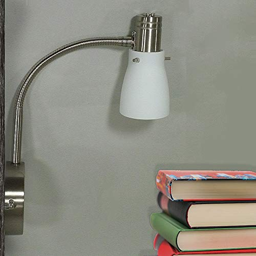 Dapo Wandleuchte flexibel mit weißem Glas inklusive Energiesprleuchtmittel E14-7W Wand-Treppenhaus-Beleuchtung