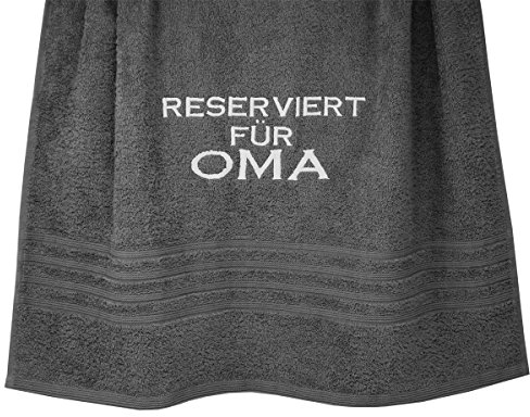 Lashuma Besticktes Duschtuch 70x140 mit Reserviert für Oma, London Badetuch Grau - Anthrazit