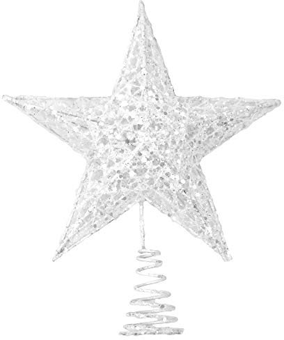 Time to Sparkle 20 * 16 * 4cm Glitter Christmas Tree Topper Star For Christmas Tree Decoration White
