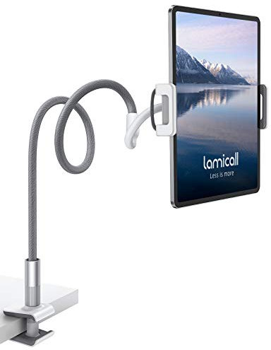 Rr Wcydc Lamicall Soporte para Tablet con Cuello de Cisne, Soporte Flexible para Tablet Compatible con iPad Mini Pro, Air, Switch, Galaxy Tabs, más Dispositivos de 4.7 a 10.5 Pulgadas, Color Gris