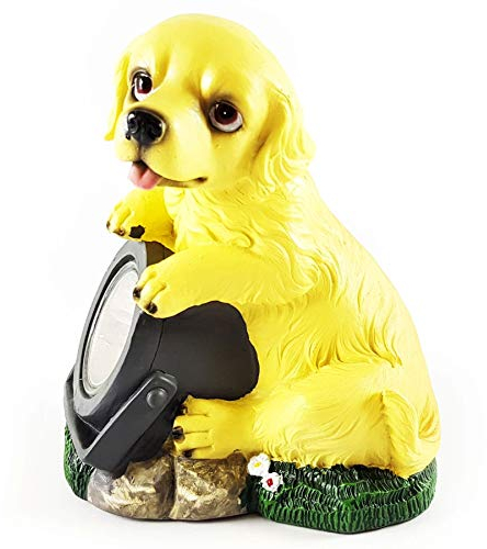 Wichtelstube-Kollektion Solarhund Hund mit Solarlampe Solarfigur für Garten
