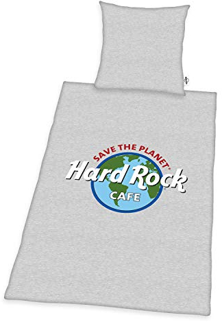 Herding Hard Rock Bio Bettwäsche Set, GOTS Zertifiziert, Wendemotiv, Kopfkissenbezug 80 x 80cm, Bettbezug 135 x 200cm, Baumwolle/Renforcé, Grau, 135x200