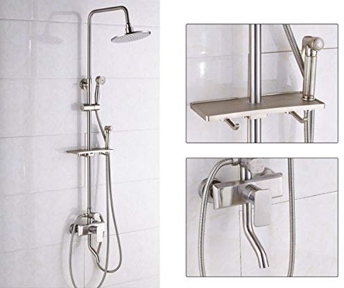 Badezimmer-Duscharmaturen Set 8Regenduschkopf Rotationswanne Auslauf Bidet Spray Badezimmerregale 3-Wege-Mischdusche-Nickel