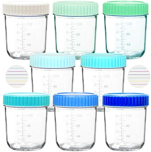 Youngever Lot de 8 Pot de Conservation Bebe en Verre 180ML, Repas de Bébé Boîtes de Conservation (Coastal)