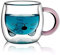 Qiuerte 250 ml - Tasse à café en verre - Motif chat de dessin animé - Transparent