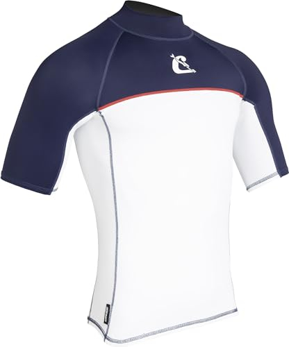 Cressi Unisex-Adult Shield Man Rash Guard Short/Sl Schützender Rashguard für SUP und Wassersport, Weiß/Blau, XL/5