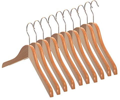 Hagspiel Kleiderbügel aus Holz, Kleiderbügel aus Buchenholz, Natur lackiert (Wasserlack), vernickelter drehbarer Metallhaken, Made in Austria (10 St. Kinderbügel 34 cm)