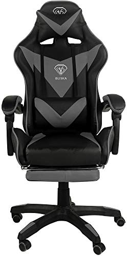 TRISENS Gaming Stuhl Home Office Chair Racing Chefsessel Bürostuhl Sportsitz Büro Stuhl, Farbe:Schwarz/Grau