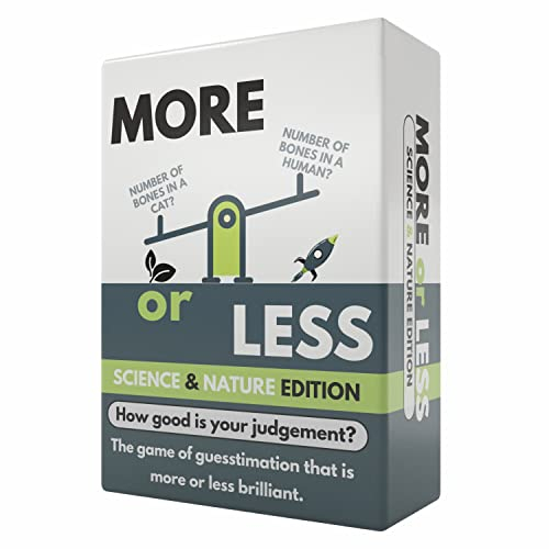 More or Less Science & Nature Edition Card Game | 2 Players + | Travel & Pocket Card Game for Kids, Teens & Adults | Play Anywhere