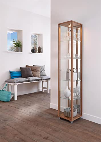 möbelando Vitrine Glasvitrine Holzvitrine Standvitrine Vitrinenschrank Berlin I Noce