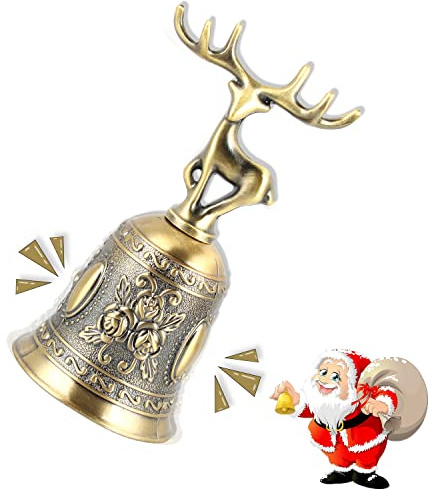 Weihnachtsglocke, Tischglocke, Rufglocke, Weihnachtliche Glocken, Glocke für Restaurant, Hotel, Küche - Handglocke für Schule, Laut - Glocke für Weihnachtsmann