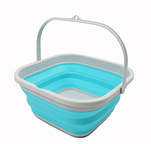 SAMMART zusammenklappbare Wanne (Grau/Cyanin, 5.5L Eimer)