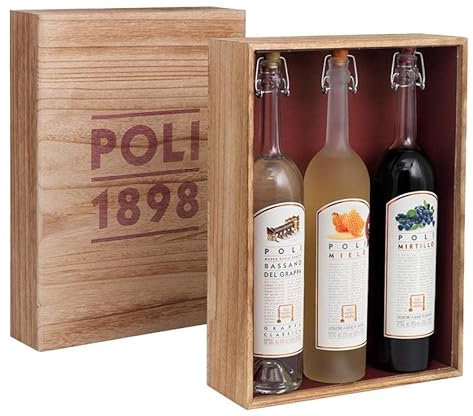 POLI CONFEZIONE IN LEGNO 3 GRAPPE POLI DA 50 CL