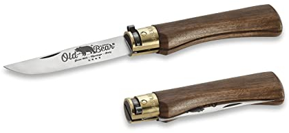 Old Bear Coltello Antonini, serie, misura L, manico noce, ghiera ottone, lama Classica acc.inox W 1.4060 - art. 9307/21_LN
