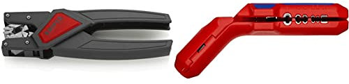 Knipex Automatic Insulation Stripper for flat cable 180 mm 12 64 180 & Knipex ErgoStrip Universal Stripping Tool, for left-handers 135 mm 16 95 02 SB