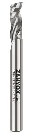 ZahyoX O Single Flute Upcut Spiral Solid Carbide Router Bit, 1/4 Zoll Schaft CNC Schaftfräser, 1/4 Zoll Durchmesser x 3/4 CL x 2-1/2 OL