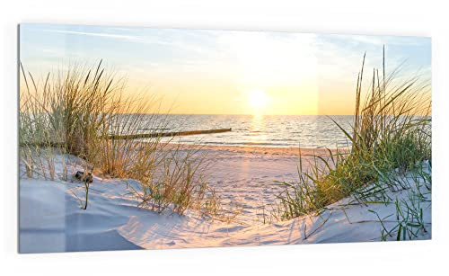DEQORI Küchenrückwand Glas | Motiv Abendsonne an der Ostsee | 100x50 cm | Bad- oder Herd-Rückwand | Herdblende Spritzschutz für Küche & Badezimmer | moderne Deko für Fliesenspiegel