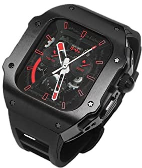 VEVEL Per Apple Watch Ultra 49MM Lega di Titanio RM Mod Caso Con Fluoro elastico Kit di Modifica Set Bracciali e Lunetta In Metallo Per iWatch Ultra, For 49mm, agata