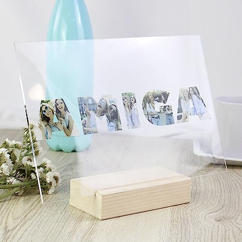 Genérico Placa Transparente Amiga Personalizada Con Foto. Fabricado en Metacrilato. Regalo amiga amigas,