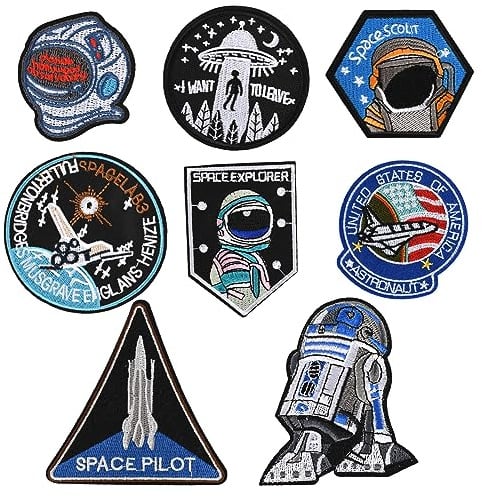 Redvigh NASA Patch, 8 Stück, zum Aufbügeln, Space Shuttle, Space Pilot, bestickte Flicken zum Aufnähen, Reparaturapplikationen für Kleidung, Rucksäcke, Hut, Jacken