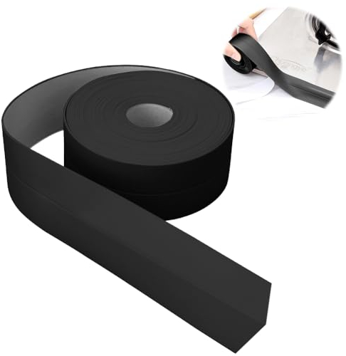 Weichsockelleiste Selbstklebend 20M 16x16mm, EUBSWA Dichtungsband Wasserdicht Sockelleiste, Flexible Knickleiste aus PVC Fugendichtungsband für Küche Badezimmer (Schwarz)
