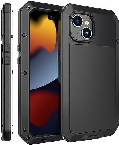 Amulent Case For iPhone 15 Plus Metal Case Black Heavy Duty Gorilla Cover High Impact Shockproof Tough Protective Armor Defender Comfortable and Durable Mobile Phone Cover For iPhone 15 Plus