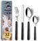 BEWOS 32 Piece Cutlery Set, Service for 8, Kitchen Cutlery Sets,Black Forks Knives and Spoons Set, Stainless Steel Flatware Serving Set for Home, Party