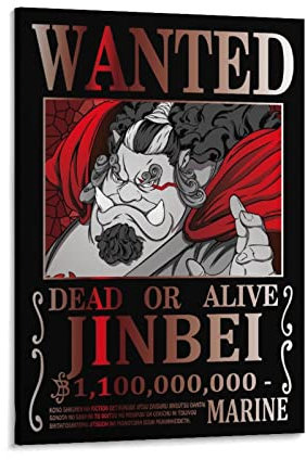 Anime One Piece Wanted Poster Jinbei Oyabun, Druck, Fotokunst, Malerei, Leinwand, Poster, Heimdekoration, Poster, 60 x 90 cm