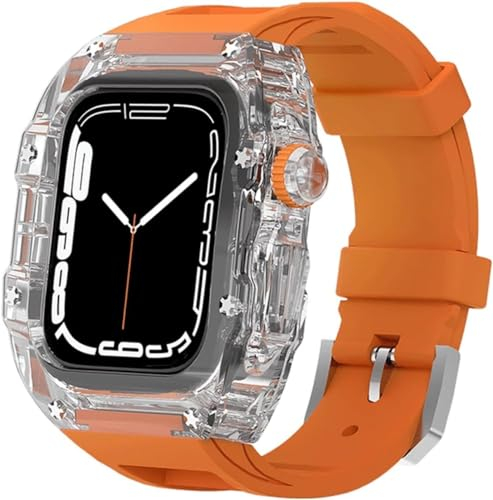AEHON Transparentes Uhrengehäuse, Gummiband, Mod Kit, für Apple Watch Ultra 49 mm, 45 mm, 44 mm, Herren-Uhrengehäuse, Sportarmband, für iWatch Serie 8/7/6/5/4/SE, 49 mm, Achat
