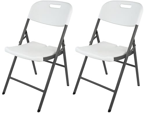 Ondis24 2X Klappstuhl für Camping, Party, Hochzeit, Bankett & Schulungen, HDPE Sitzfläche UV- und witterungsbeständig, Stahlgestell (2, weiß, 50 x 47 x 84 cm)